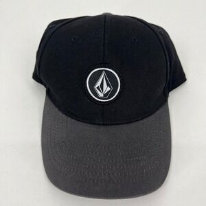 Volcom Mens Two Tone Stone Logo Baseball Cap Hat Black Grey S/M